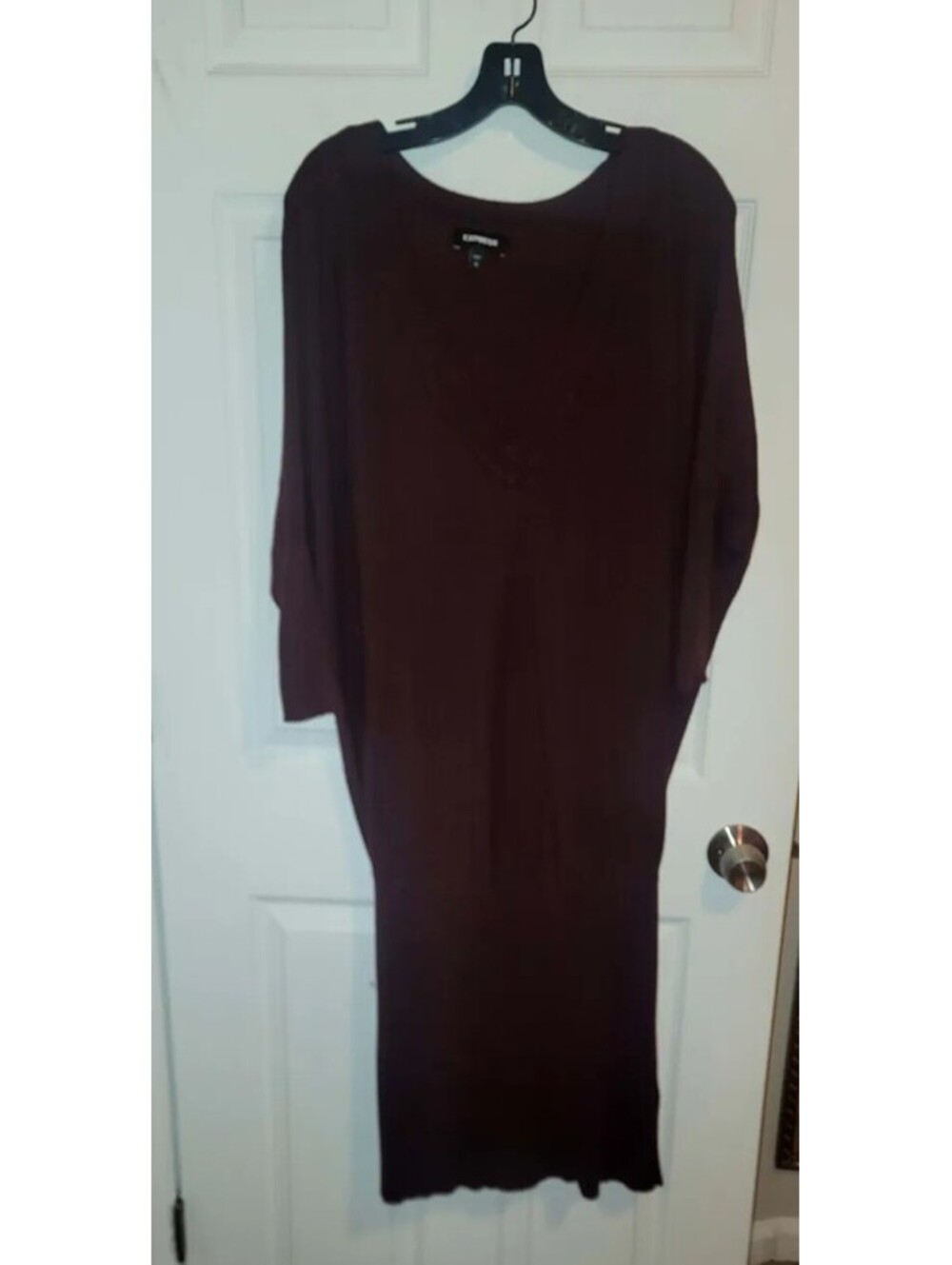 EXPRESS  WINE COLOR SWEATER DRESS SHORT SLEEVE SIZE LARGE